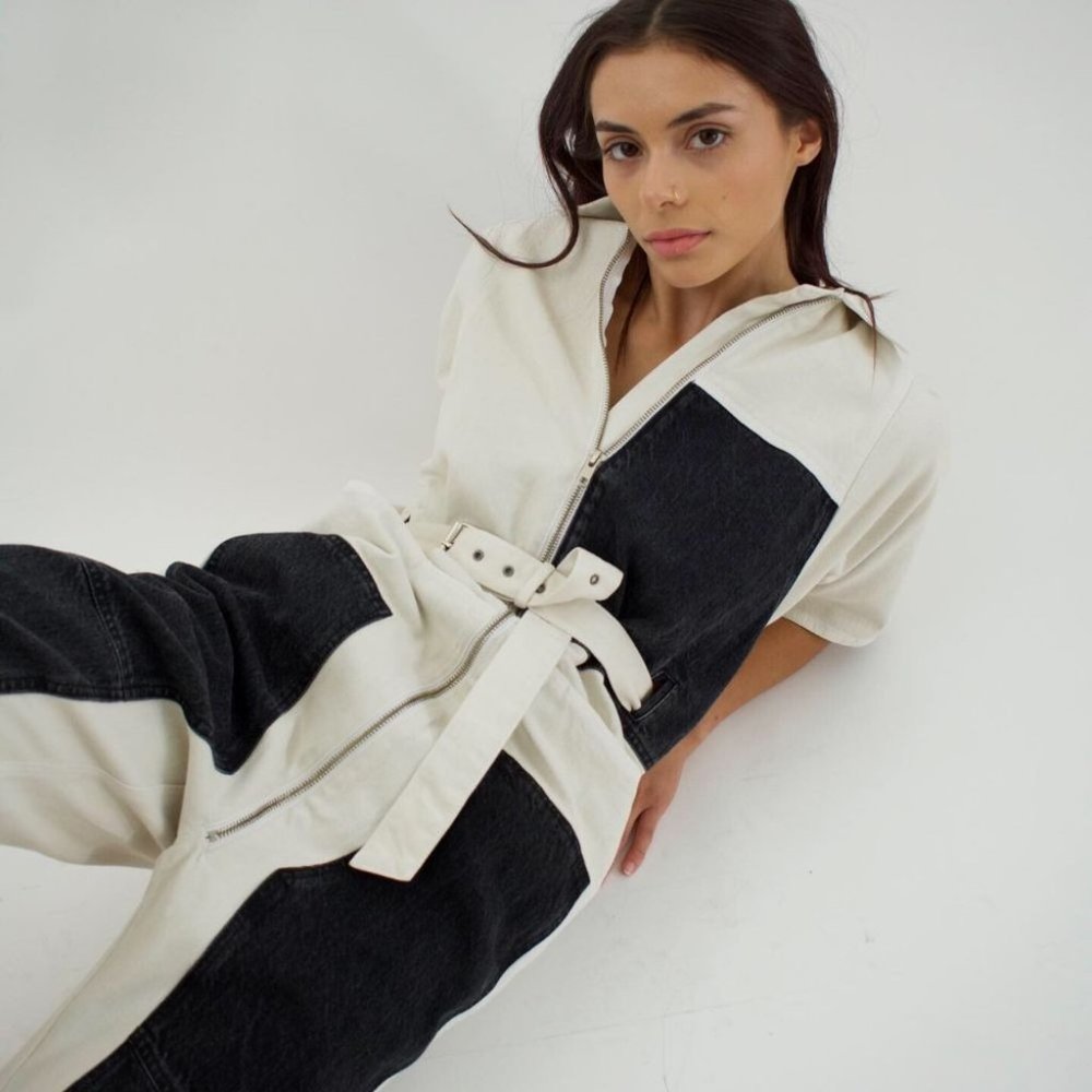 Rachel Comey Handy Jumpsuit Dirty White/Washed Bla - Picture 1 of 10